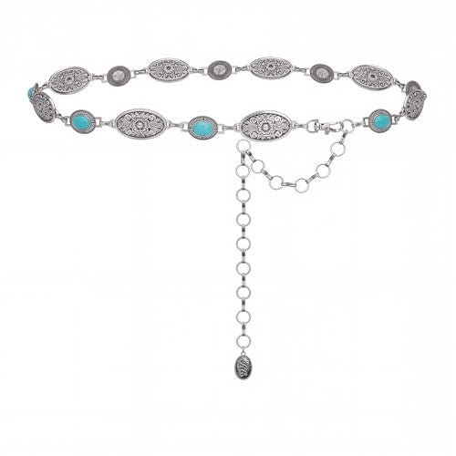 Montana West Rustic Couture's Large Western Concho Metal Belts for Women Cowgirl - color: Amazon Jade Turquoise