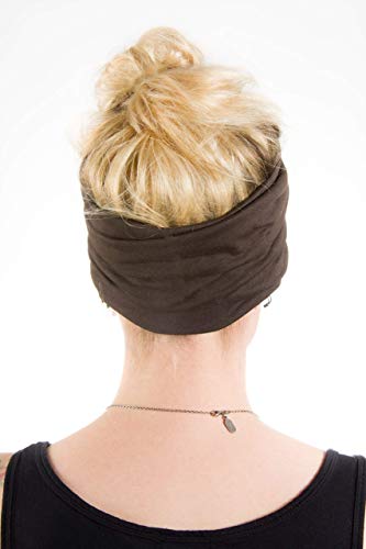 Twist Headband Extra Wide Scrunch Turban (Brown) - color: Brown