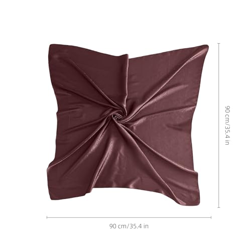35” Satin Large Square Head Scarves-Like Silk Satin Scarf for Hair Wrapping at Night Bandana Square Scarf for Sleeping - color: Jacquard-red Brown