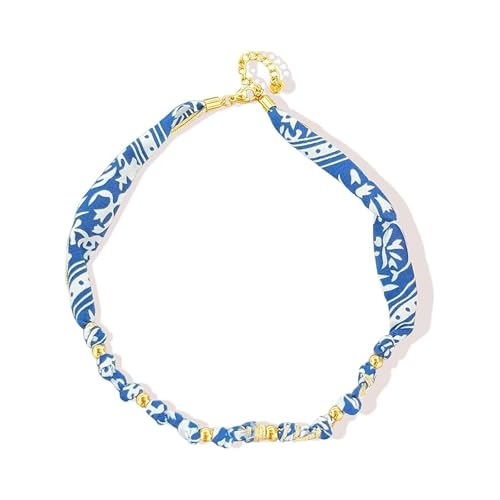Scarf Necklace with Charm Gold Starfish Chunky Cross Heart Flower Pendants Bandana Charm Necklace Western Scarf for Women Boho Cowgirl Country Cowboy Accessories Beach Vacation Vacation Outfits Jewelry - color: C1-Scarf Necklace
