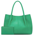 KKXIU Tote Bag for Women Vegan Leather Shoulder Purse Large Capacity Travel Bag - color: Green