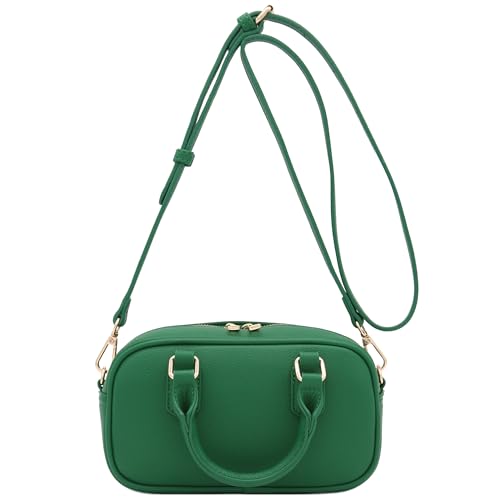 FashionPuzzle Mini PU Leather Satchel Purse Top Handle Crossbody Bag - color: Kelly Green