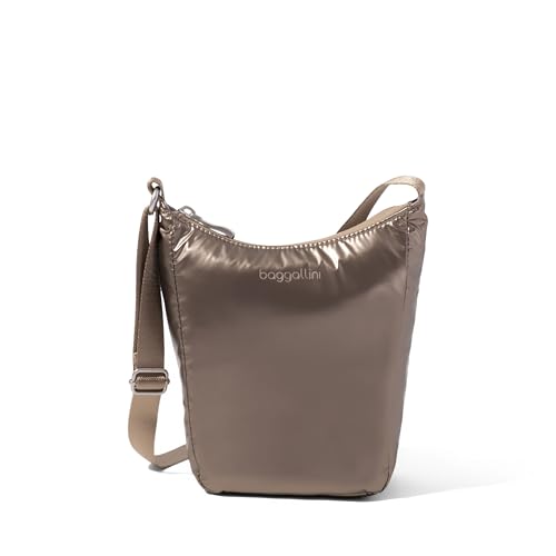 Baggallini Swift Mini Crossbody Bag for Women - 4.5x7 Small Travel Purse with Crossbody Strap and RFID - color: Copper Metallic