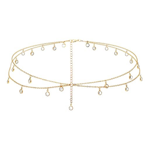 Belly Chain Waist Chains for Women, Sexy Body Chains Boho Layered Beach Waist Chain Adjustable Bikini Body Jewelry Waist Jewelry for Women Back Jewelries for Backless Dress