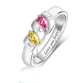 MissNaNa Mothers Ring With 1/2/3/4/5/6 Birthstones Personalized Engraved Name Rings for Women Stacking Birthstone Ring for Mom Grandma Daughter Wife Birthday Christmas Gift - color: 2 Birthstones