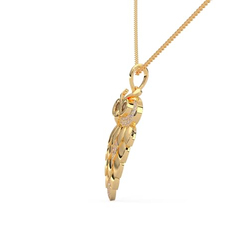 1/6 Cttw Natural Diamond Vintage Owl Pendant Necklace for Women | 925 Sterling Silver with 18" Chain | Fine Jewelry, Gift Box Included - color: Yellow