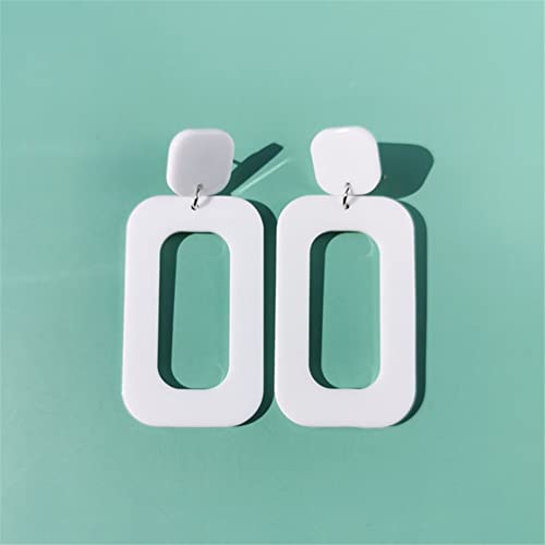 ANXIN STORE Boho Minimalist Multicolor Acrylic Geometric Square Hollow Pendant Neon Nightclub Earrings Vintage 80s 90s Party Accessories Womens - color: White hollow earrings