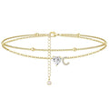 Ankle Bracelets for Women Waterproof 14K Gold Plated CZ Initial Anklet for Women Dainty Layered Letter Heart Ankle Bracelets Handmade Adjustable Foot Chain Anklet Summer Beach Jewelry - color: gold C