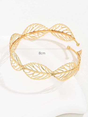 Gold Hollow Leaves Upper Arm Bracelet Punk Adjustable Upper Arm Cuff Tree Leaf Armlet Bangle Bracelet Armband Jewelry for Women