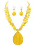 Big Teardrop Pendant Necklaces for Women Colorful Beaded Necklaces Statement Set for Holiday. - color: Yellow