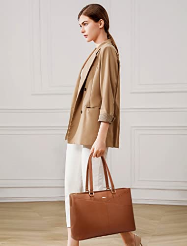 LOVEVOOK Laptop Tote Bag for Women,15.6 Inch Waterproof Computer Bags Women Business Office Work Bag Briefcase, Brown - color: Brown 15.6 Inch, size: 15.6 inch