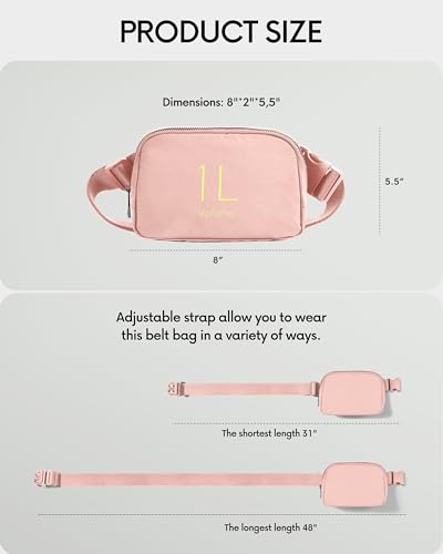 ODODOS Unisex Mini Belt Bag with Adjustable Strap Small Fanny Pack for Workout Running Traveling Hiking, Light Pink - color: Light Pink
