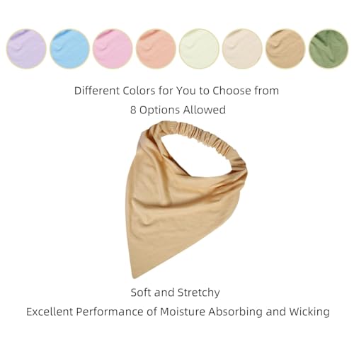 WOVOWOVO 8 Pcs Hair Scarf Headband for Women Girls Non Slip Elastic Boho Triangle Head Scarf Bandana - color: Breeze Apricot