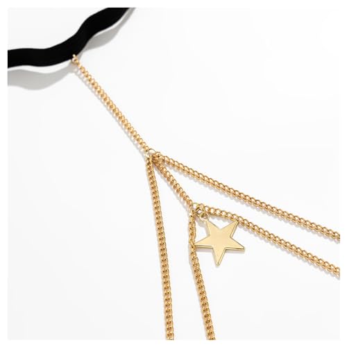 Multi-Layered Thigh Chains Jewelry, Bikini Elastic Tassel Leg Chain, Summer Beach Body Chain, Simple Metal Thigh Body Chain for Women - color: Star-Gold