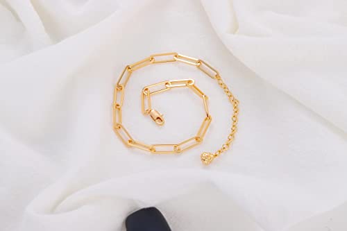 LOYATA Dainty Ankle Bracelet,14K Gold Plated Tiny Bead Anklet Dainty White Cubic Zirconia Cross Tassel Foot Chain Cute Lucky Moon Evil Eye Foot Jewelry Boho Anklets for Women - color: gold-anklet-019