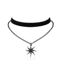 Gothic Choker, Choker Necklace for Women, Black Velvet Choker, Layered Necklace, Goth Jewelry for Women - style: Black Sun