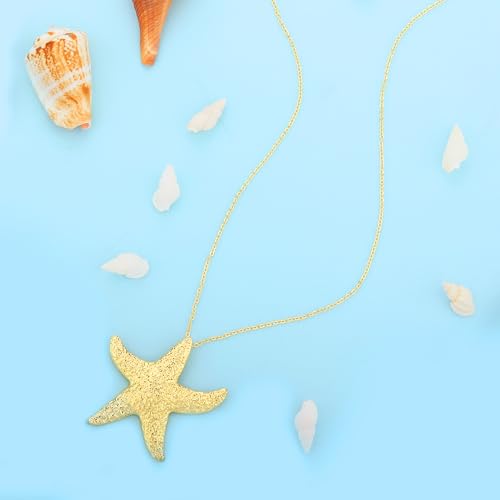 Seashell Starfish Necklace for Women Conch Shell Summer Pearl Beach 14k Gold Layered Dainty Choker - style: Beach