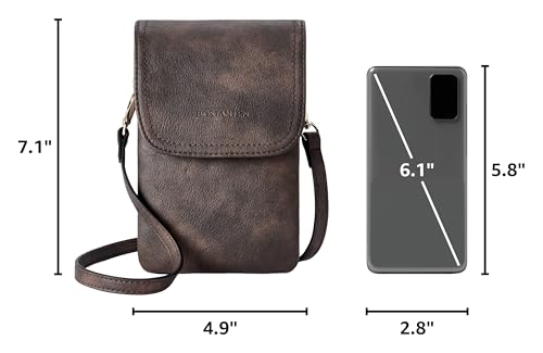BOSTANTEN Vegan Leather Crossbody Bags for Women Designer Cell Phone Bag Wallet Purses Adjustable Strap - color: A-02-retro Coffee