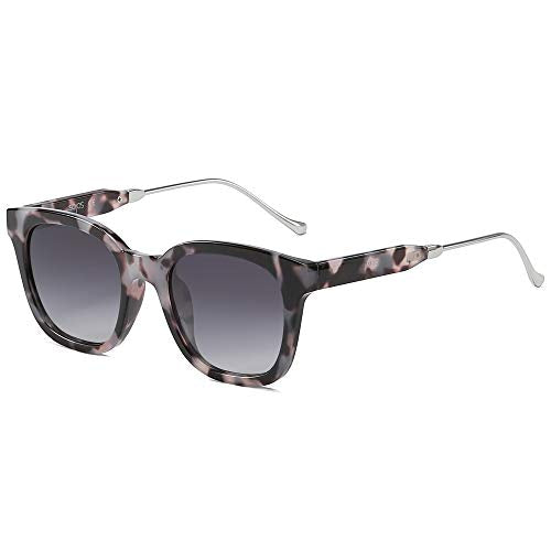 SOJOS Classic Square Polarized Sunglasses Womens Mens Retro Trendy UV400 Sunnies SJ2050 - color: Black Tortoise/Grey