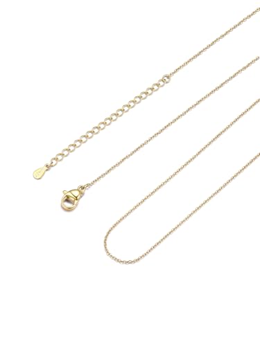 FOCALOOK Womens Chain Necklaces 1mm/1.4mm/2mm Cable Chain Necklace, 316L Stainless Steel Silver/Black/14K Gold/Rose Gold Plated, Hypoallergenic Chains for Pendant,14-30" - color: 1mm 14K Gold Plated, size: 14 Inch