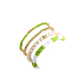 Caiyao Bohemia Multilayer Heart Imitation Pearl Beaded Stackable Bracelets Set Colorful Surfer Heishi Clay Gold Beads Stretch Bracelets for Women Men Summer Beach Boho Vacation Jewelry Gifts - color: Z-green