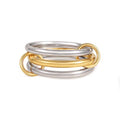 Gold/Silver Interlocked Rings For Women Dainty Stainless Steel Cubic Zirconia Stackable Statement Rings Two-toned Connected Bands Rings Non Tarnish (size 6-10) - color: R--Silver gold silver ring
