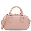 FashionPuzzle Mini PU Leather Satchel Purse Top Handle Crossbody Bag - color: Blush