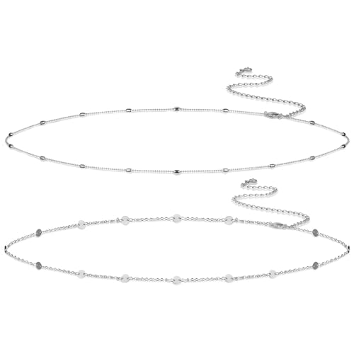 Kyerlyn Body Chain for Women 14K Gold Plated Waist Beads Chain Gold Belly Belt Cuban Layered Body Chains Waterproof Adjustable Sexy Bikini Beach Body Jewelry Daily Belts Gifts for Women 26.5-33Inch - style: Bead+Sequin -SL