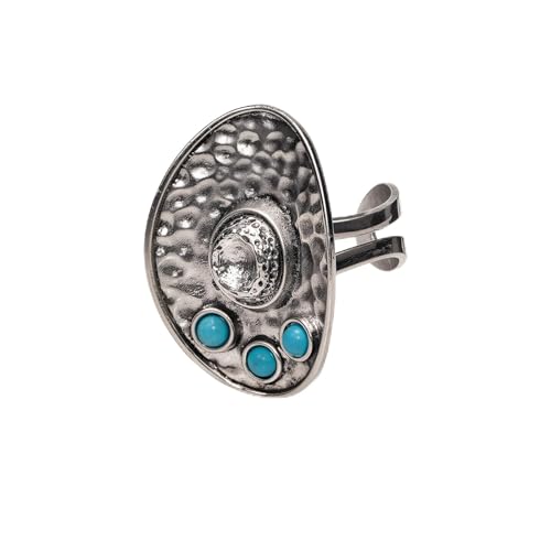 Montana West Rustic Couture's Bohemian Turquoise Cuff Ring for Women Cowgirl - color: Deep Turquoise