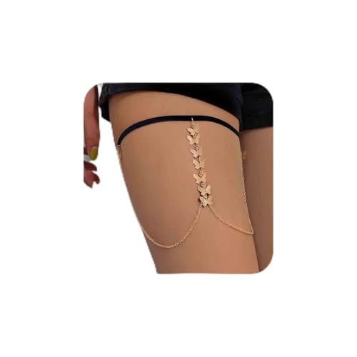 Boho Butterfly Leg Chain Butterfly Thigh Leg Chain Multi Butterfly Tassel Thigh Chain Elastic Leg Thigh Chain Punk Gold Body Chain Rave Bikini Thigh Body Chain Jewelry for Women
