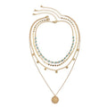 Gold Layered Necklace for Women Summer Boho Layered Stacked Pendant Necklace Country Concert Necklace Turquoise Coin Long Necklace - color: A