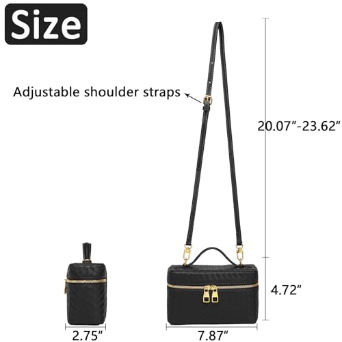 Trendy Shoulder Bags for Women Mini L19 Square Box Satchel Bag Cute PU Leather Crossbody Purse with Adjustable Strap - color: Black