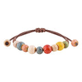 MINACHI Bohemian Colorful Ceramic Bead Adjustable Leather Bracelet, Boho Hippie Summer Jewelry Gift for Women - color: S02A