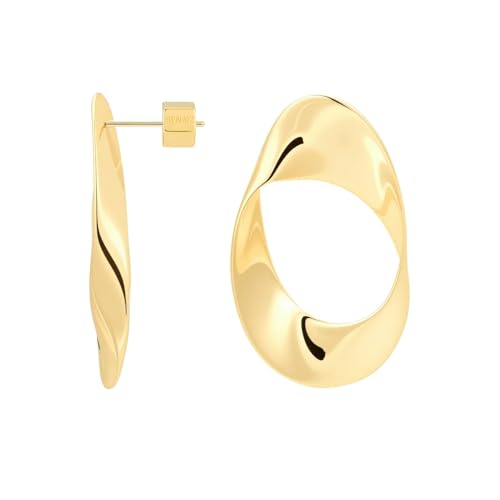 RENAIZ Bold Statement Hoop & Stud Earrings for Women – 14K Gold & Rhodium Plated Maximalist Jewelry, Chunky Geometric Boho Earrings, Hypoallergenic Non-Tarnish Trendy Gift - color: Yellow Gold, style: Loop