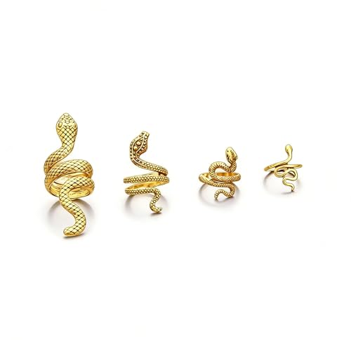 Snake Rings for Women Snake Ring Set Black Snakes Jewelry for Women Goth Gothic Rings Vintage Punk Knuckle Finger Thumb Ring Halloween Accessories - style: Style 2 - 2