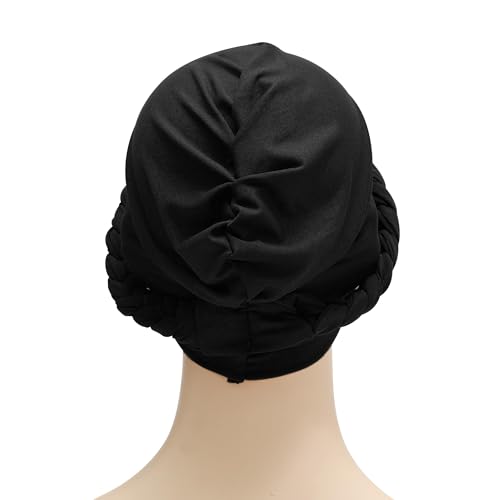 ZLYC Chemo Headwear for Women Pre Tied Turban Headwear Lightweight Beanie Hat - color: Braid Black