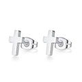REVEMCN 925 Sterling Silver and Stainless Steel Cross Stud Earrings for Women Men, 3 Pairs - color: White Stud Earrings