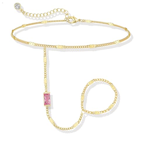 Birthstone Gold Bracelets for Women Trendy 14K Gold Plated Hand Chain Bracelet Stack Stackable Friendship Birthday Bracelets Gifts Christmas Stocking Stuffer for Women - color: 10 October