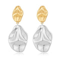 MUYAN Gold and Silver Boho Hammered Dangling Earrings for Women Modern Statement Finish Dangle Drop Earrings Jewelry - color: Drop Two Tone