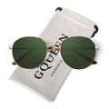 GQUEEN Retro Round Polarized Sunglasses Womens Men Spring Hinge Metal Frame Trendy Hippie Oval Sun Glasses Shades UV400 - color: 1 Tortoise Frame/Green Lens