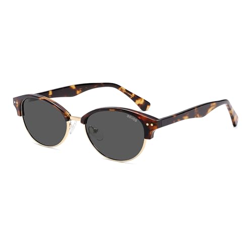 SOJOS Trendy Oval Polarized Sunglasses for Women Retro Cute Shades Sunnies SJ2687 - color: Tortoise Frame Grey Lens