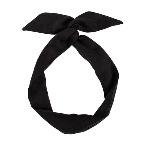 Twist Bow Headband Wired Hair Tie Headband Rabbit Ear Hair Scarf Bowknot Head Wrap Solid Color Cute Hair Band Plain Twisted Hairband Wire Hair Wrap Black - color: Black