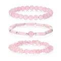 3Pcs Natural Stone Bracelets for Women 8mm Crystal Beaded Bracelets Handmade Stretch Bracelet Healing Crystal Jewelry for Women - style: Rose Quartz