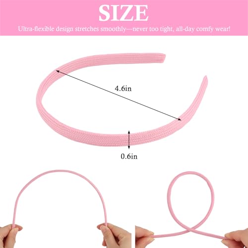 Wecoe Headbands for Women Girls 16pcs Skinny Fabric Headbands – Non-Slip Trendy Hair Accessories for Women & Girls