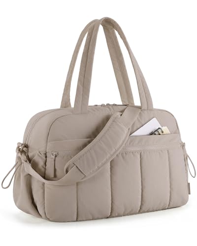 BAGSMART Gym Bag for Women, Duffle Bag for Travel with Wet Pocket, Lightweight Carry on Weekender Duffel, Water Resistant - color: Camel, size: Medium