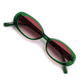 VANLINKER Polarized Retro Oval Sunglasses for Women and Men Small 90s Style VL9580 - color: C22 Green Frame/Pink Lens