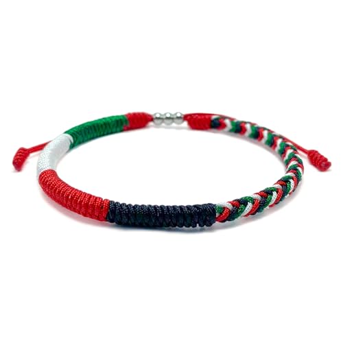 LAMIBEE Country Pride, Country Flag Code Bracelet, Protection and Lucky Sufer String Bracelet, Tibetan Wrist Wrap Bracelet, Boho Style Rope Bracelet for Women, Men, String Thread Bracelets - color: Palestine