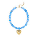 WOWORAMA Chunky Heart Necklaces for Women Colorful Resin Beaded Choker Necklace Gold Puffy Heart Statement Necklace Trendy Acrylic Choker Jewelry - color: Light-Blue
