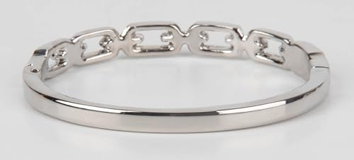 SPUNKYsoul Chain Link Buckle With Rhinestones Cuff Bracelet in Gold, Silver Rose Gold and Gun Metal for Women - style: "Lydia" Silver Thin Link