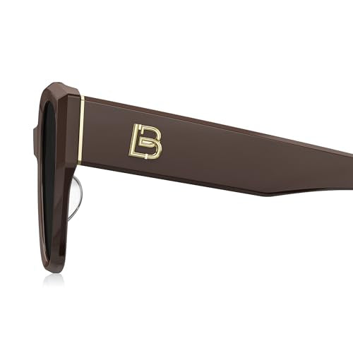 BOLON Women Trendy Cat Eye Polarized Sunglasses, Exclusive Eyewear Brand of EssilorLuxottica - color: Solid Coffee/Grey Polarized Small